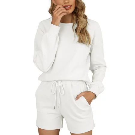 wsevypo Women s Sweatsuit Outfits Long Sleeve Pullover Casual Short Sweater Outfits Set | Walmart (US)