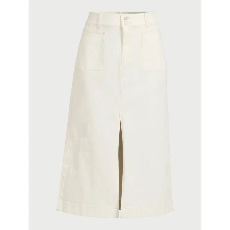 Scoop Women’s Patch Pocket Denim Midi Skirt, Sizes 0-18 | Walmart (US)