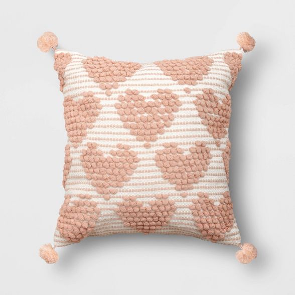 Square Valentine’s Day Hearts Pillow Cream/Blush - Opalhouse™ | Target