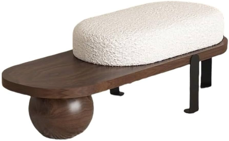 Wooden Bench,Upholstered Bench with Metal Leg for Entryway/Bedroom/Living Room | Amazon (US)