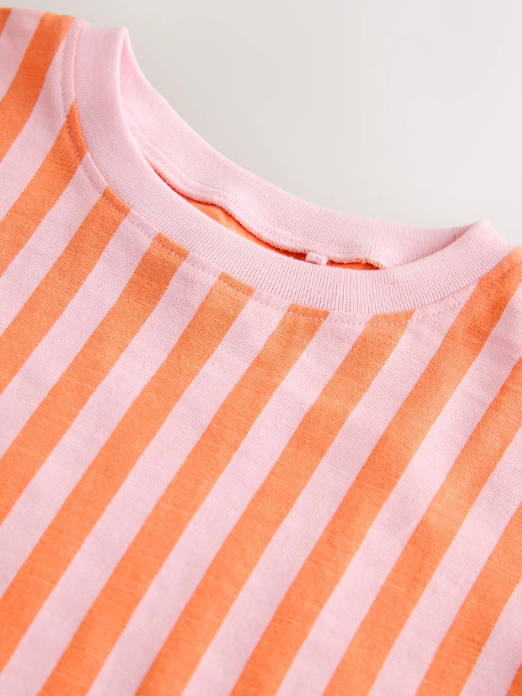 Pink/Orange Stripe Short Sleeve Peplum T-Shirt (3mths-7yrs) | Next US