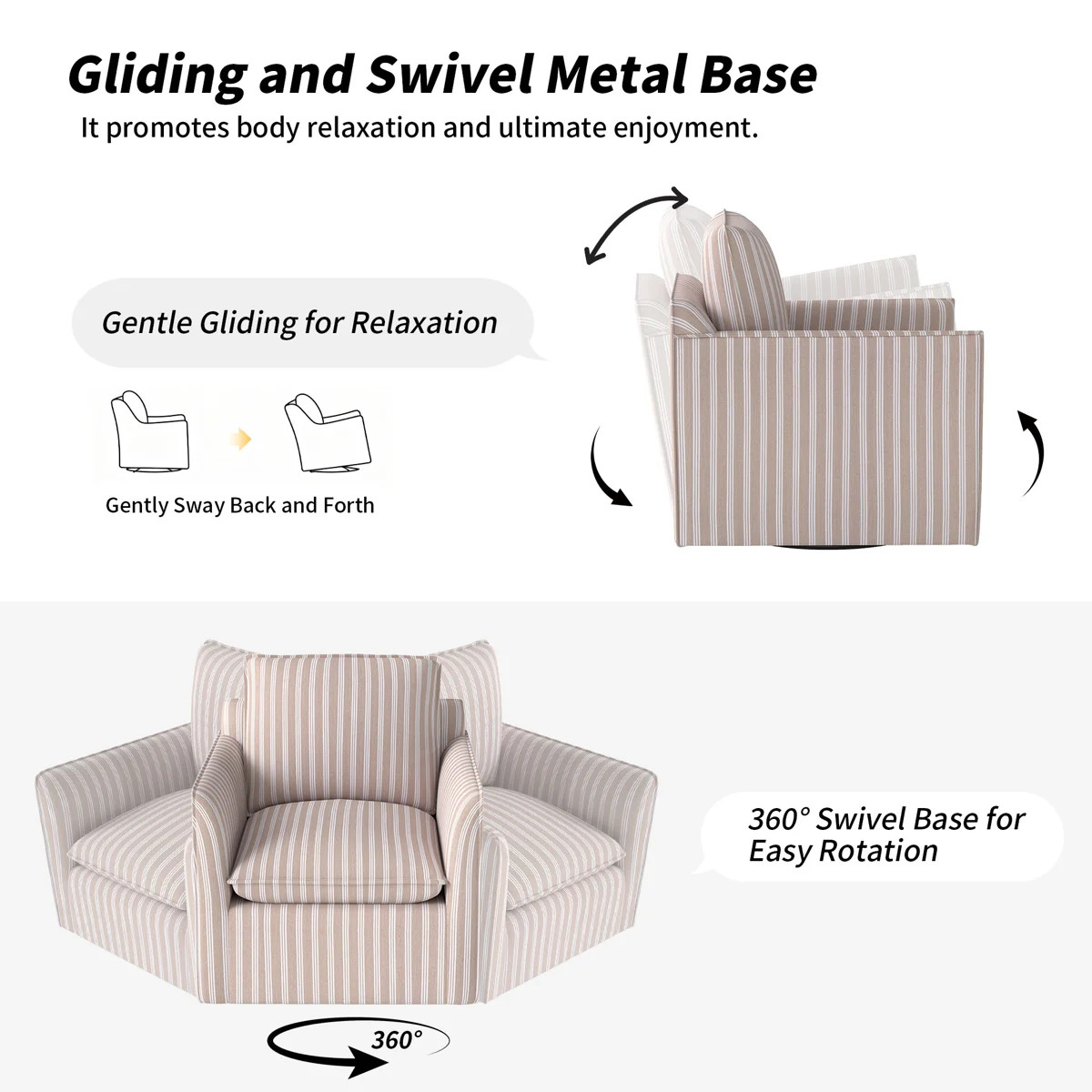 29.7" W Modern Soft Stripe Upholstered Swivel Barrel Chair With Removable Cushion(Set Of 3) | Wayfair North America