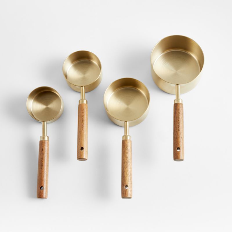 Acacia Wood and Gold Measuring Cups, Set of 4 + Reviews | Crate & Barrel | Crate & Barrel