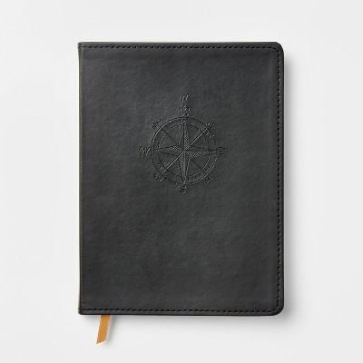 240pg Ruled Journal 8"x6" Faux Leather Compass - Threshold™: Soft Cover, Sewn Binding, Narrow Lined Paper, Multicolored | Target