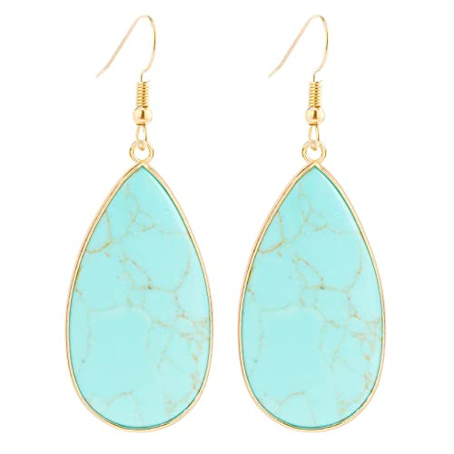 Amazon.com: BaubleStar Natural Crystal Healing Birth Stone Statement Drop Earrings for Women Turq... | Amazon (US)