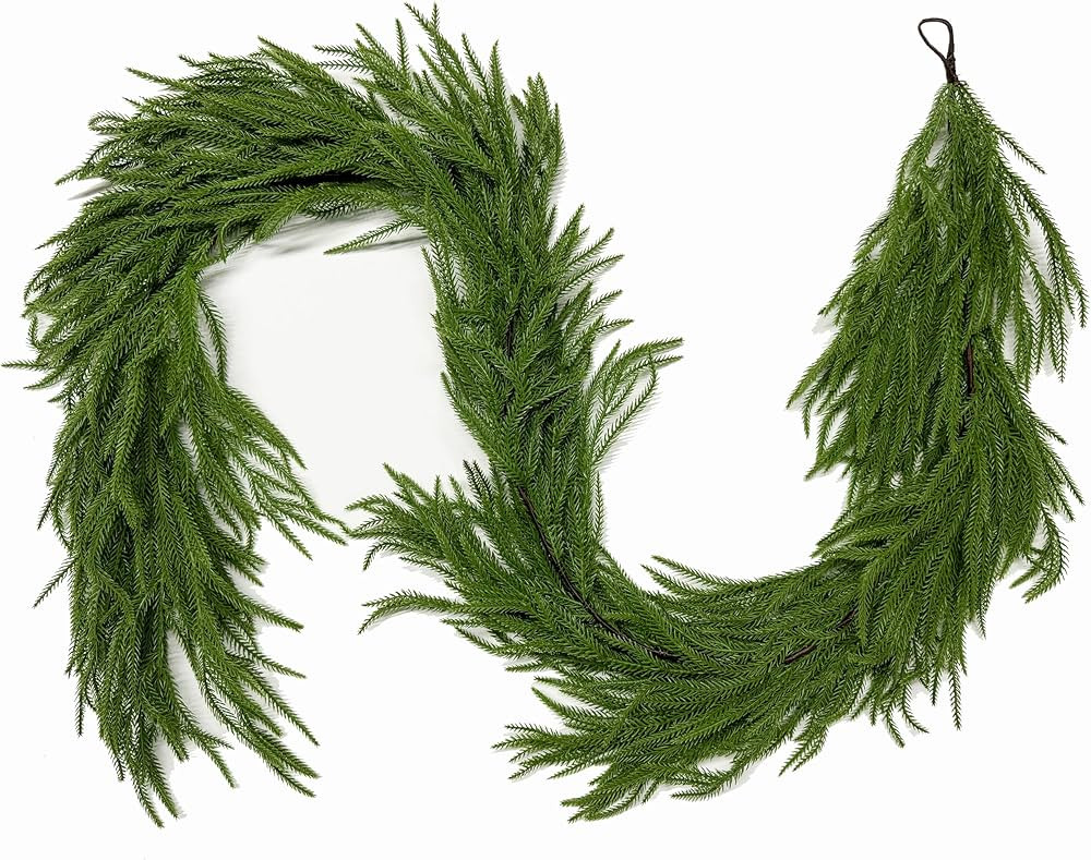 Christmas Garlands Norfolk Pine Garland Real Touch Artificial Faux Greenery Garland for Holiday I... | Amazon (US)