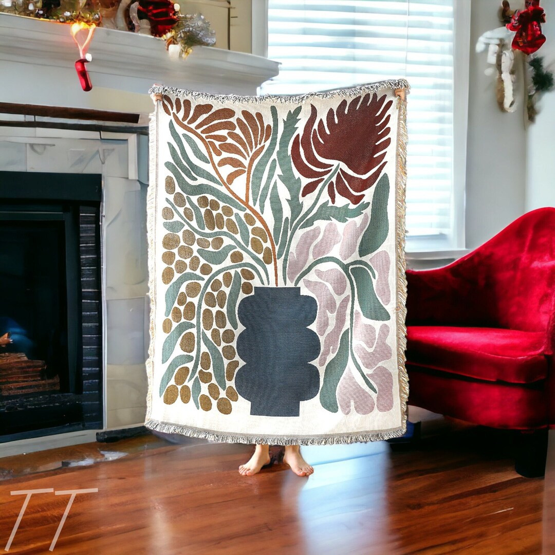 Flower Throw Blanket for Living Room Wall Art With Vintage - Etsy.de | Etsy (DACH)