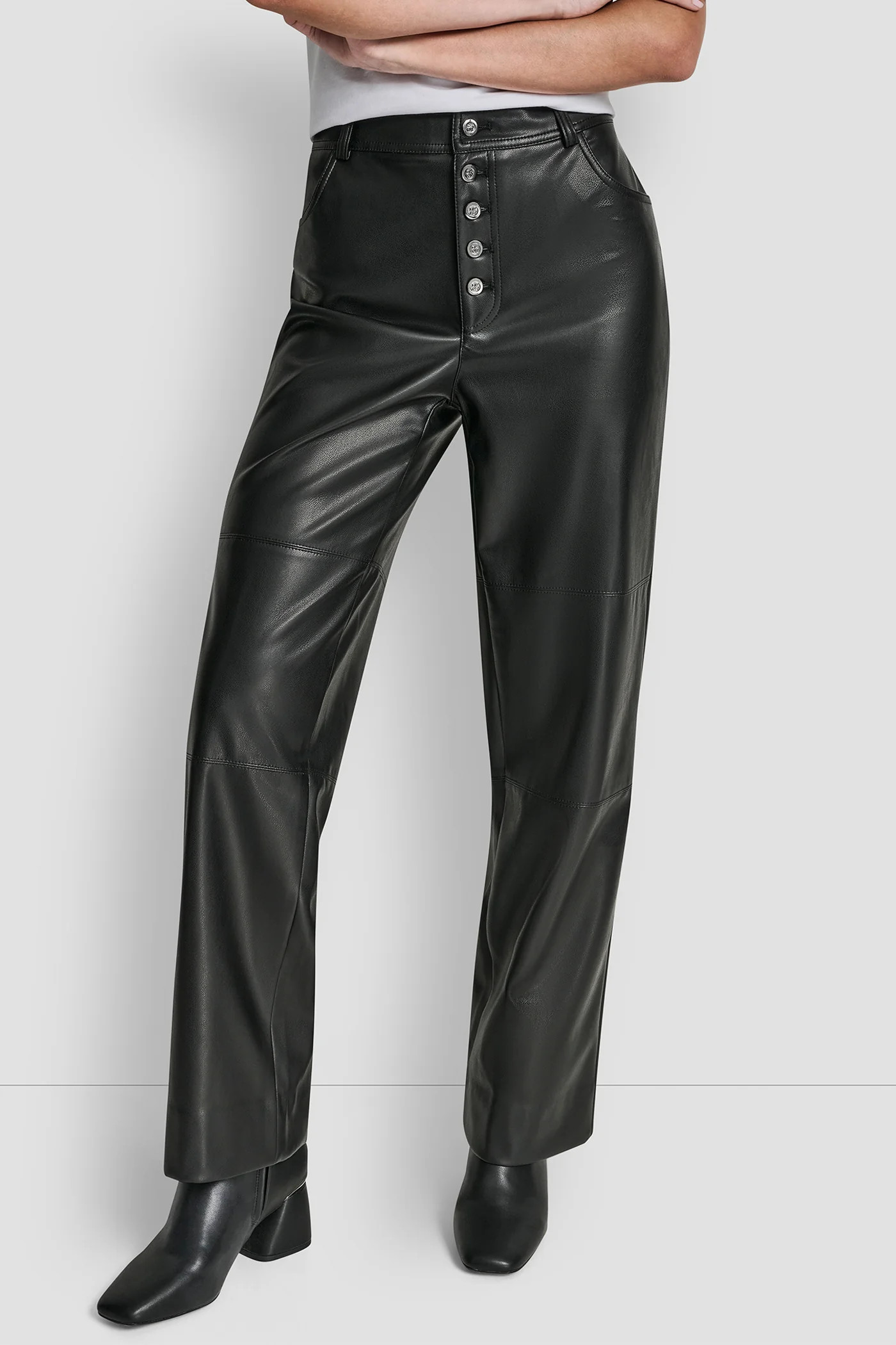 HIGH-RISE FAUX LEATHER PANT | DKNY