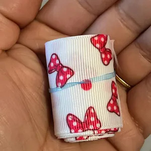 Red Minnie Bow Grosgrain Ribbon, White Printed Cheer Bow (3 Yard) - Etsy | Etsy (Global)