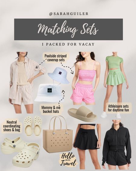 Matching sets i packed for vacation. Vacation outfit. Spring outfit. Resort Wear. Target style. Target finds. Athleisure finds. Target style. Matching family accessories. Beach bag. Beach vacation. 

#LTKSeasonal #LTKtravel #LTKfamily