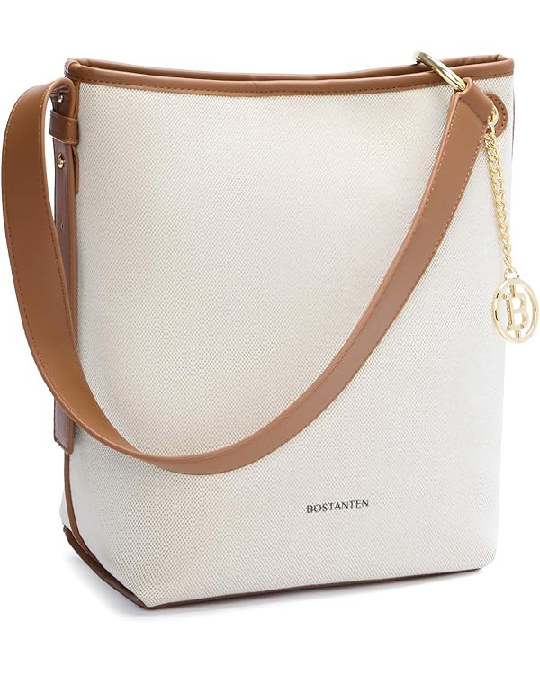 BOSTANTEN Bucket Bag Purses for Women Trendy Shoulder Bag Canvas Handbag with Adjustable Strap | Amazon (US)