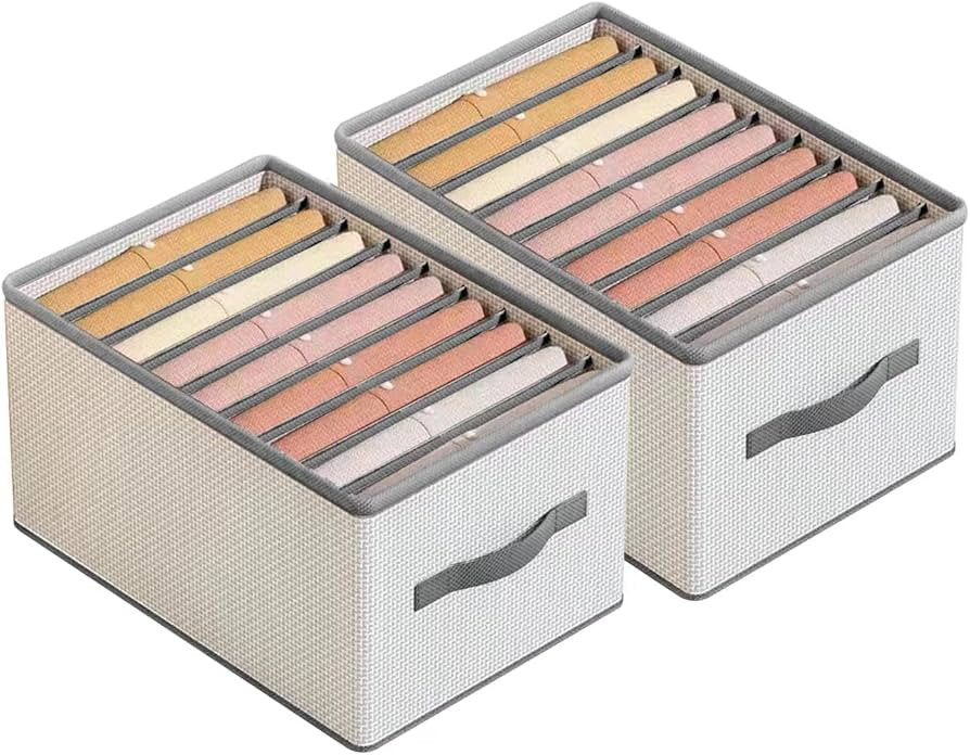 Lioguniy 2 Pcs Wardrobe Clothes Organizer 9 Grids Zipper Closet Folded Storage Box, Washable Fold... | Amazon (US)