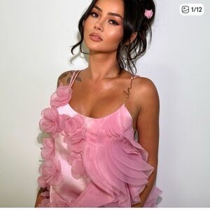 Milla Romantic Garden of Eden Ruffled Mini Dress With Rose Appliques Pink | Poshmark