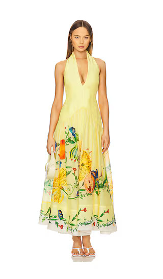 Dahlia Halter Gown in Lemon | Revolve Clothing (Global)