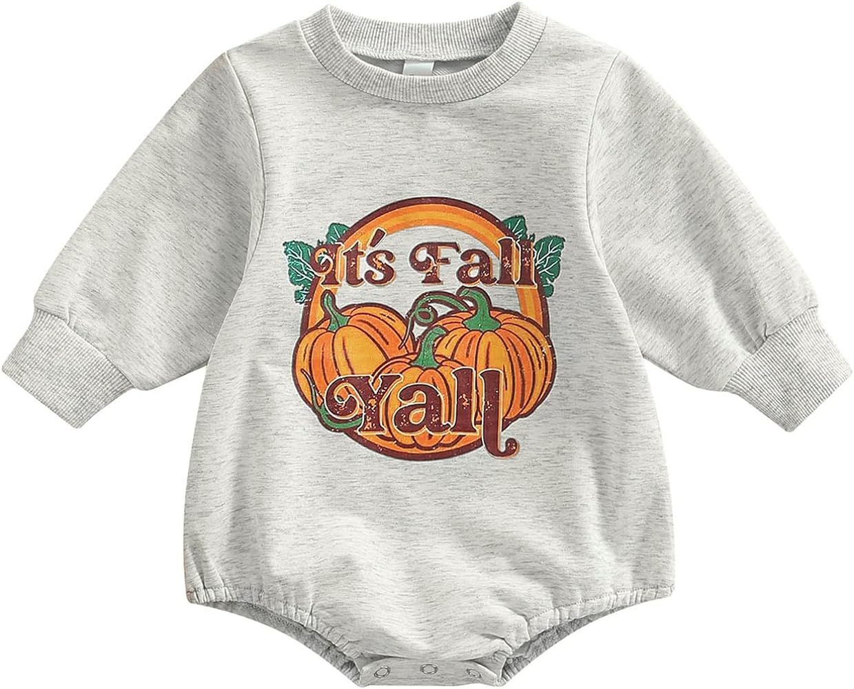 Unisex Baby Boys Girls Halloween Romper Long Sleeve Pumpkin Costume Bodysuit Halloween Outfit Fall W | Amazon (US)