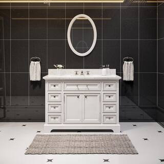 Water Creation 48 in. W x 22 in. D x 34 in. H Bath Vanity in White with Marble Vanity Top in Carr... | The Home Depot