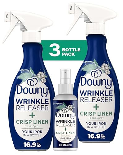 Downy Wrinkle Releaser Spray | All In One Wrinkle Release Spray, Odor Eliminator, Static Remover | Fabric Refresher & Ironing Aid for Clothes | 16.9 Fl Oz (Pack of 2) & 3 FL Oz, Crisp Linen Scent | Amazon (US)