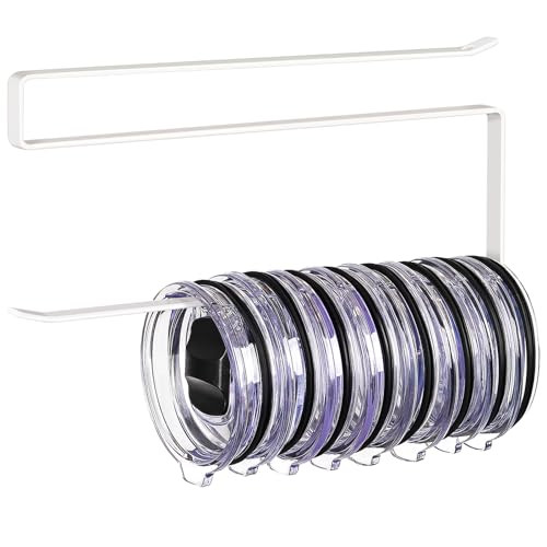 Tumbler Lid Organizer, Horizontal Tumbler Lid Storage Hook Up to 10 Lids, Space Saving Cup Lid Holders Under Cabinet Tumbler Lid Hook for Kitchen Organizer and Storage, Paper Towel Rack Hanger (White) | Amazon (US)