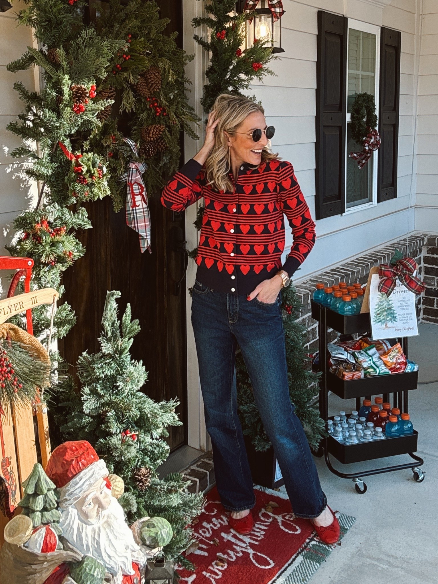 If you’re looking for a sweater that steals the spotlight, this is it. Free Assembly’s Heart Cardigan combines a timeless crew neckline and long sleeves with a bold stripe-and-heart pattern for a look that feels classic, cozy, and undeniably fun.

Wearing a size XS in sweater 
Wearing size 0 in jeans 

#LTKgrwm #LTKdayinmylife #LTKHoliday