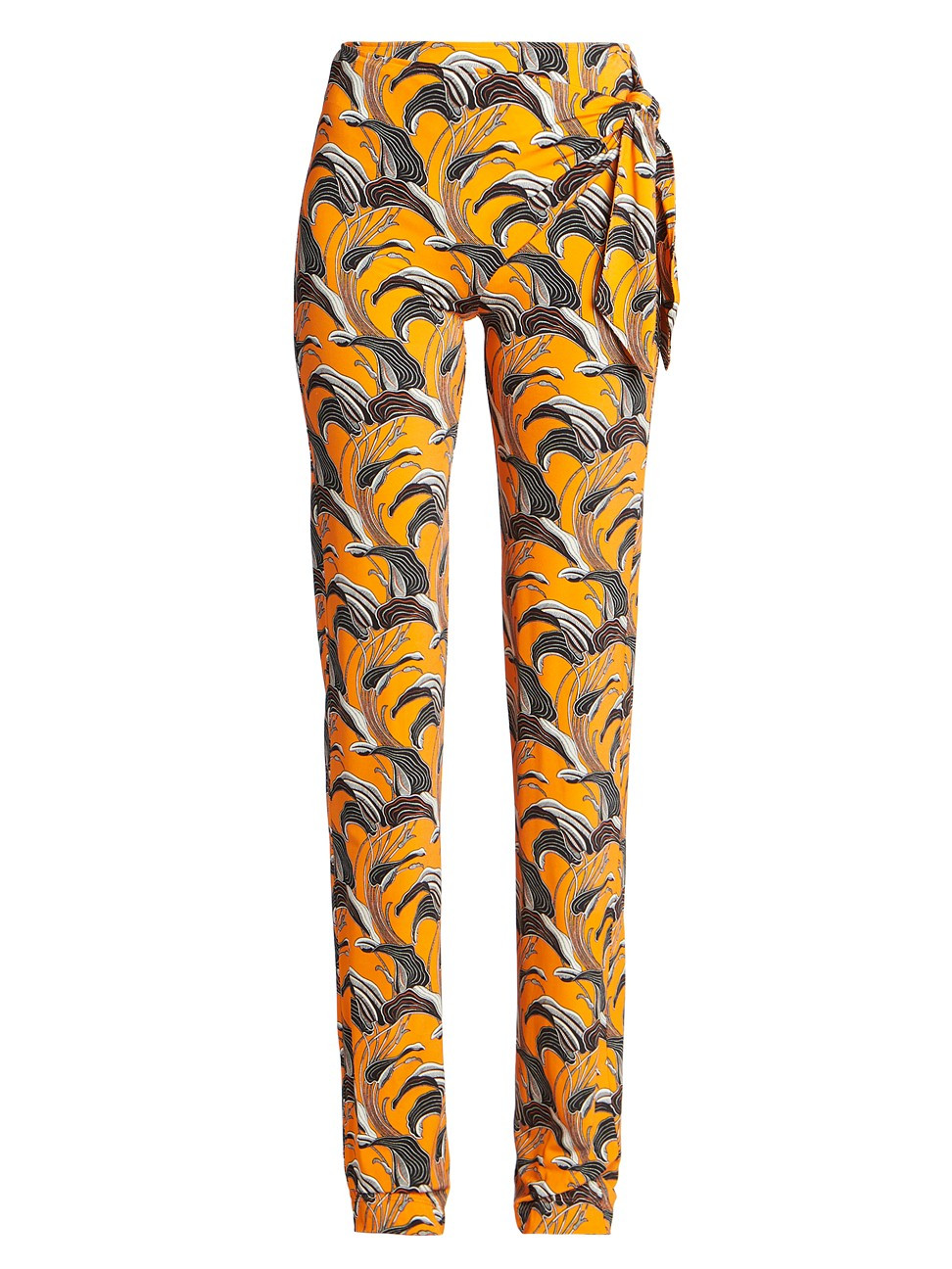 Women's Floral Tie Waist Pants - Pastel Orange Lily Flower - Size 8 | Saks Fifth Avenue