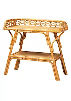bali & pari Nayana Modern Bohemian Natural Rattan 2-Tier Console Table | Belk