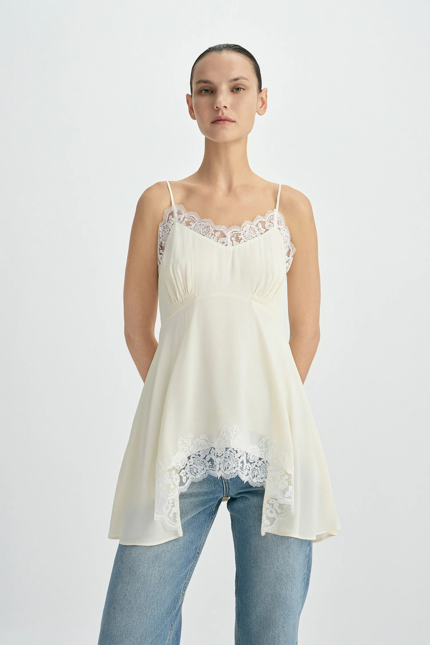 Fayen Lace Insert Cami Babydoll Top | Rue Sophie | Rue Sophie