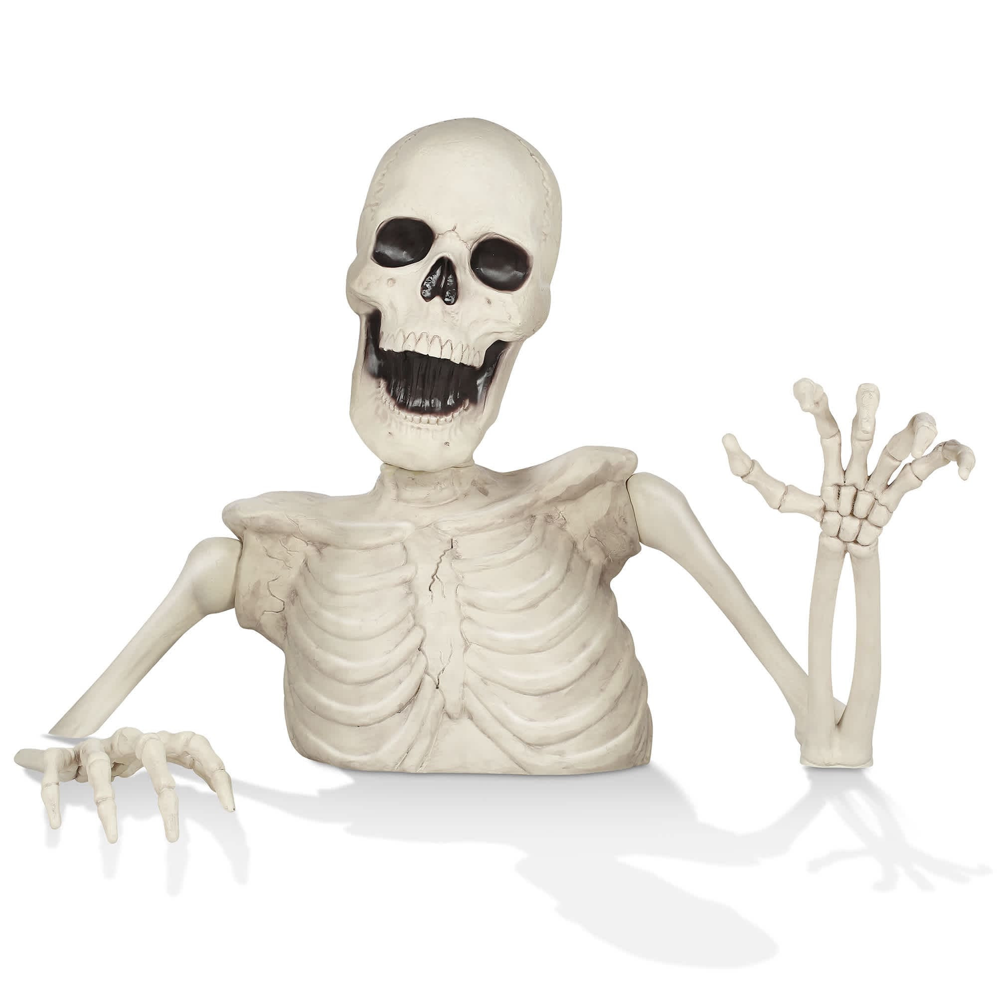 BOO BOX 35-in Groundbreaking Skeleton - Creepy Exterior Halloween Yard Decor in White | SZN-ANM-835-WHT | Lowe's