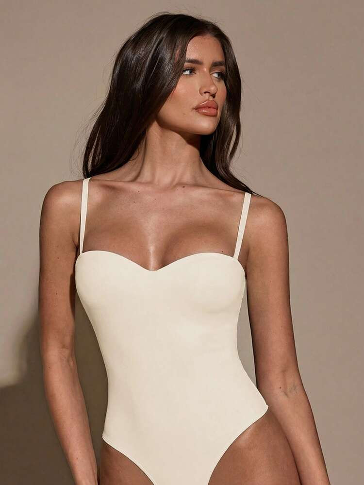 SHEIN BAE Women's Fashionable Solid Color Casual Spaghetti Strap Bodysuit, Summer | SHEIN