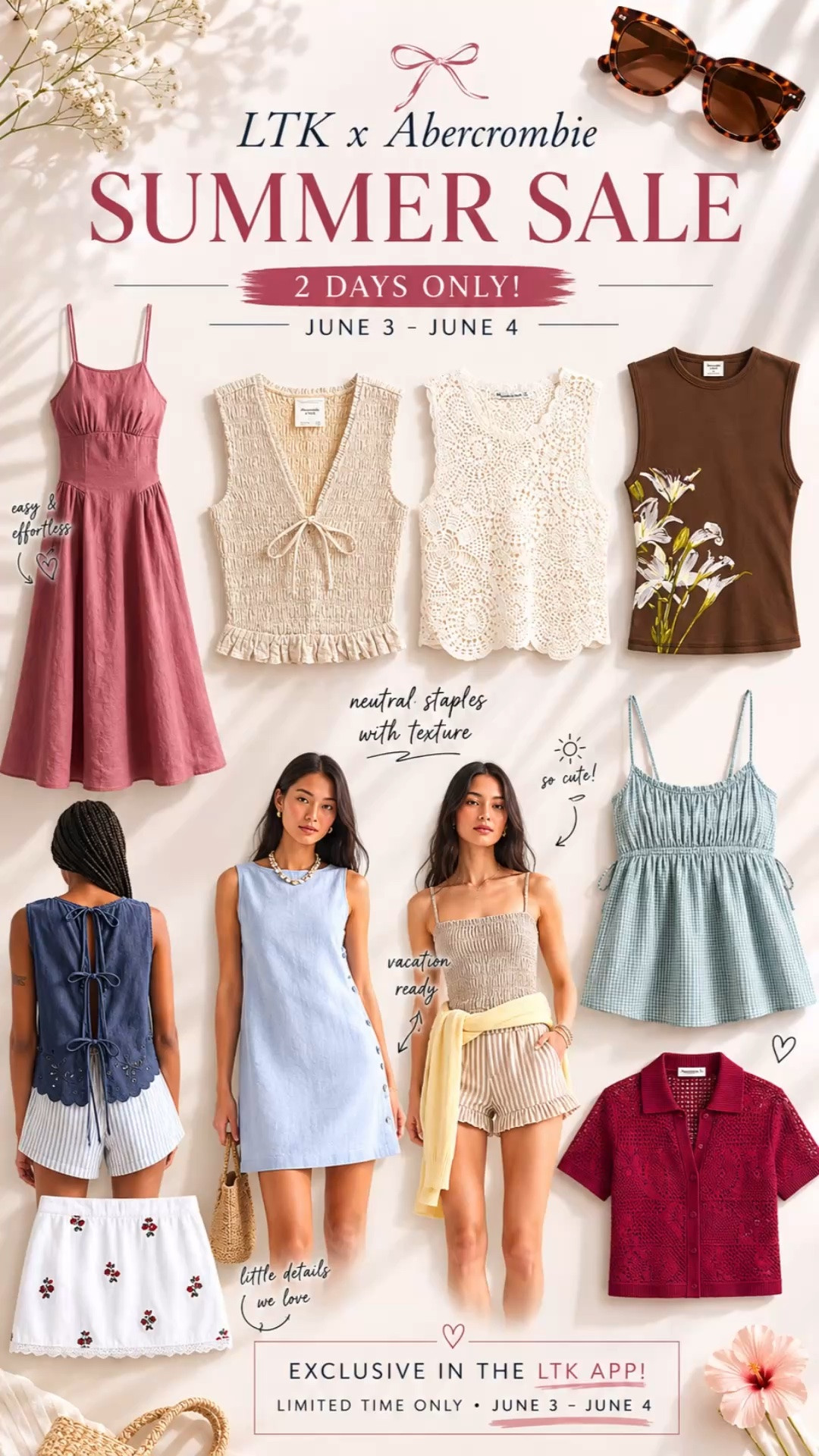 The kind of summer wardrobe that looks expensive without the expensive price tag ✨

From breezy linen dresses and feminine textures to effortless vacation-ready separates, Abercrombie understood the assignment this season. These are the pieces you’ll reach for on repeat—weekend brunches, beach trips, summer vacations, and everything in between.

And the best part? The LTK x Abercrombie sale is happening exclusively in the LTK app from 6/3–6/4.

If you’ve had any of these sitting in your cart, now’s the time. 🤍

#abercrombiestyle #summerwardrobe #linenstyle @abercrombie

#LTKxAbercrombie #LTKSaleAlert #LTKMidsize