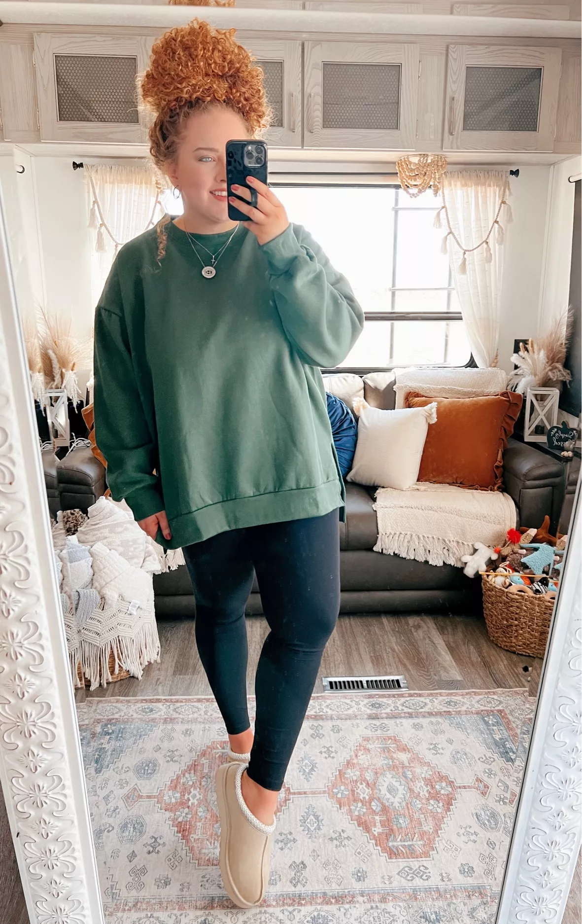 green oversized Sweatshirt with ribbed leggings-2 - 50 IS NOT OLD -  A Fashion And Beauty Blog For Women Over 50