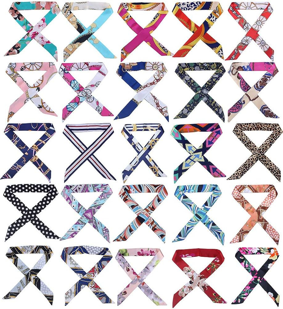 CHUNG 20/24/25 Pcs Skinny Neckerchief Hair Scarf Headband Handbag Handle Wrap Ribbon Tie for Wome... | Amazon (CA)