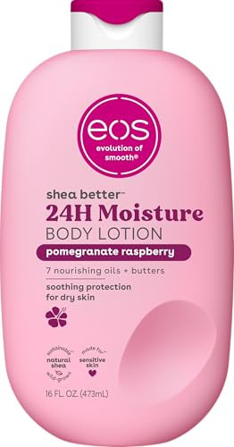 eos Shea Better Body Lotion Pomegranate Raspberry, 24-Hour Moisture Skin Care, Lightweight & Non-Greasy, Made with Natural Shea, Vegan, 16 fl oz | Amazon (UK)