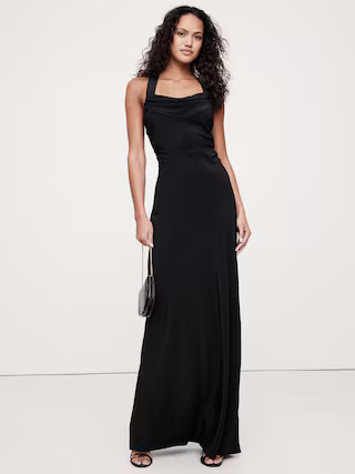 Matte Silk Cowl-Neck Backless Maxi Dress | Banana Republic (US)