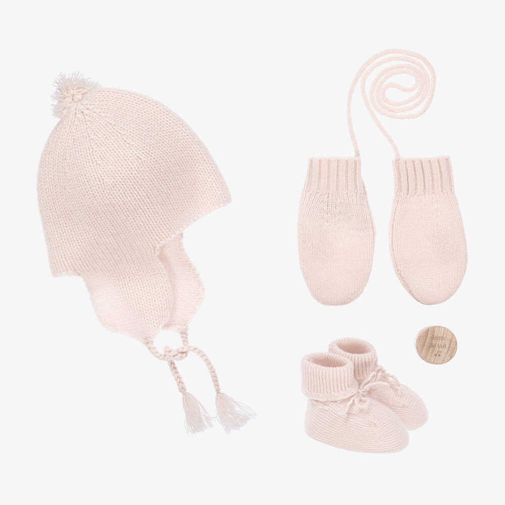 Pink Knitted Cashmere Baby Gift Set | Childrensalon