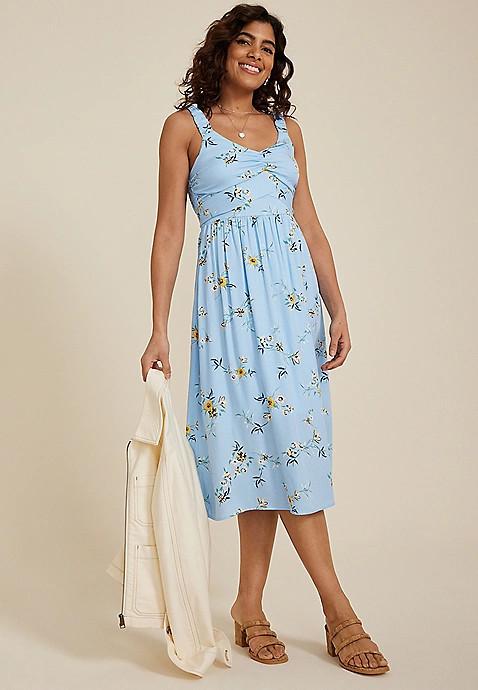 Bare Floral Midi Dress | Maurices