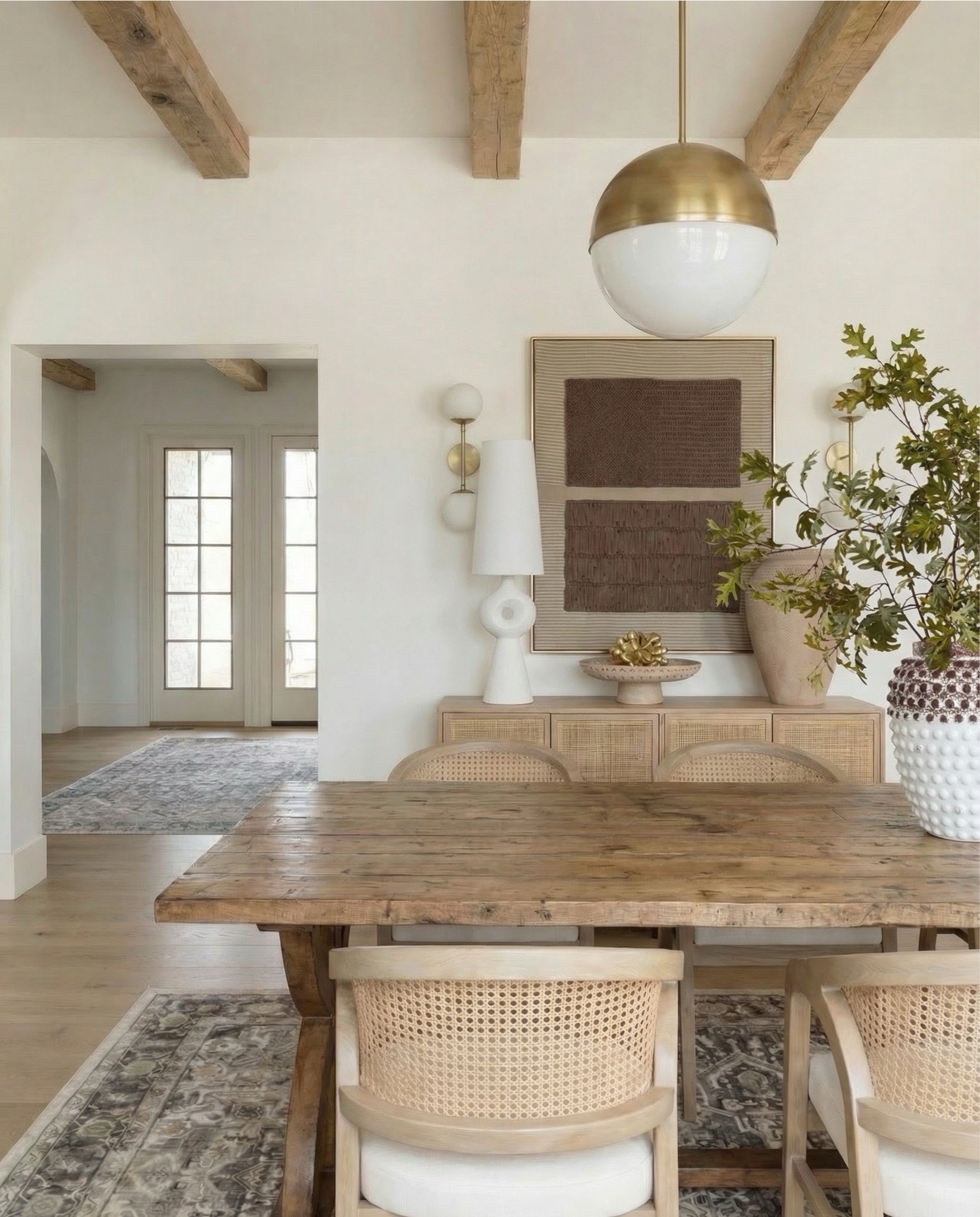 Dining Room Furniture
	•	Rustic solid wood dining table
	•	Natural oak cane dining chairs
	•	Light wood dining room cabinet
	•	Arched wood glass display cabinet
	•	Cane front sideboard cabinet

Lighting
	•	Brass globe pendant light
	•	Modern brass globe wall sconces
	•	Mid century globe wall light
	•	Frosted glass globe chandelier

Rugs
	•	Neutral vintage style area rug
	•	Beige distressed traditional rug
	•	Vintage runner rug neutral tones
	•	Neutral Persian style rug

Decor
	•	Large ceramic textured vase
	•	Neutral ceramic decorative vase
	•	Faux olive branch stems
	•	Dried neutral floral stems
	•	Decorative terracotta  bowl centerpiece
	•	Neutral table centerpiece bowl

Wall Decor
	•	Vintage floral framed wall art
	•	Traditional floral oil painting
	•	Gold frame vintage art print
	•	Neutral vintage botanical wall art

Dining Table Styling
	•	Rustic wood dough bowl
	•	Decorative brass tray centerpiece
cabinet
Kitchen / Coffee Bar Decor
	•	Glass coffee mugs

	•	Neutral ceramic pitcher vase
	•	Decorative 

#LTKSaleAlert #LTKHome
