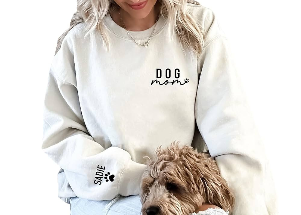 Up2ournecksinfabric Custom Dog Mom Sweatshirt - Women's Paw Sweatshirt - Mom Sweater - Customized... | Amazon (US)