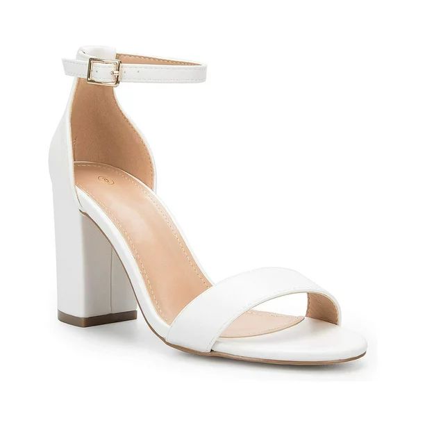 Mysoft Women's Chunky Block Heels Sandals Women Dress Shoes(White,Size 9.5) - Walmart.com | Walmart (US)