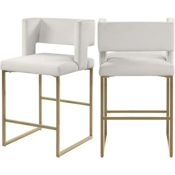 Meridian Furniture Caleb Cream Velvet Counter Stool (Set of 2) - Walmart.com | Walmart (US)