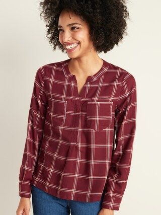 Cropped Flannel Swing Top for Women | Old Navy (US)