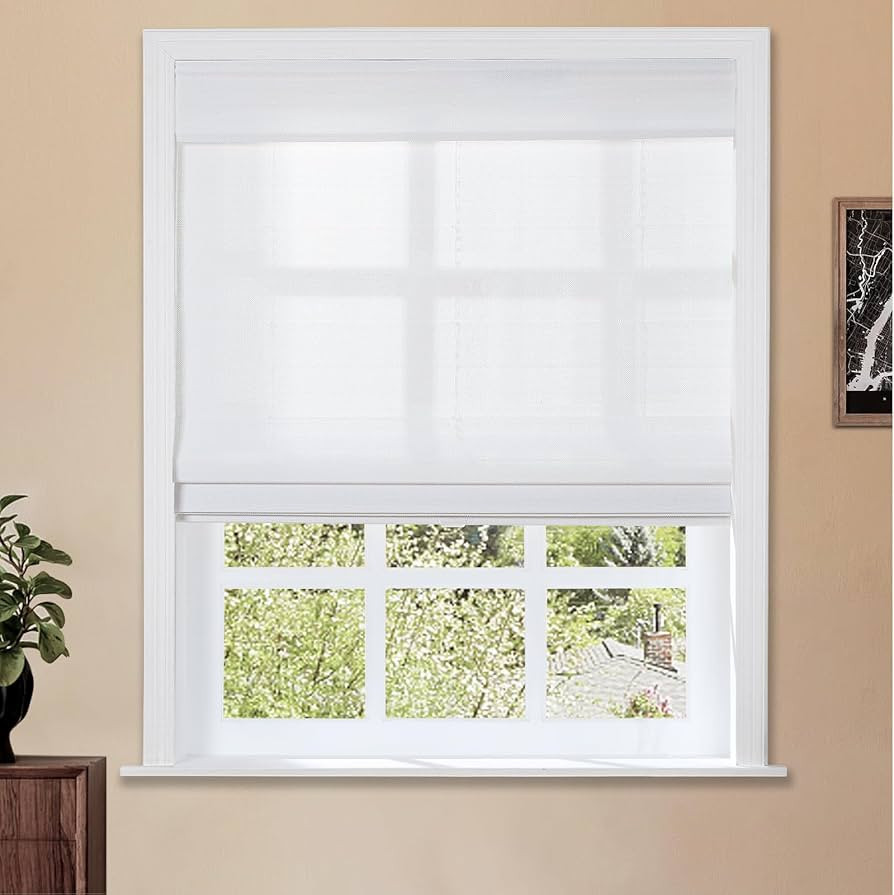 TWOPAGES Bamboo Roman Shade, Natural 100% Bamboo Woven Blinds for Indoor Windows, Cordless Light ... | Amazon (US)
