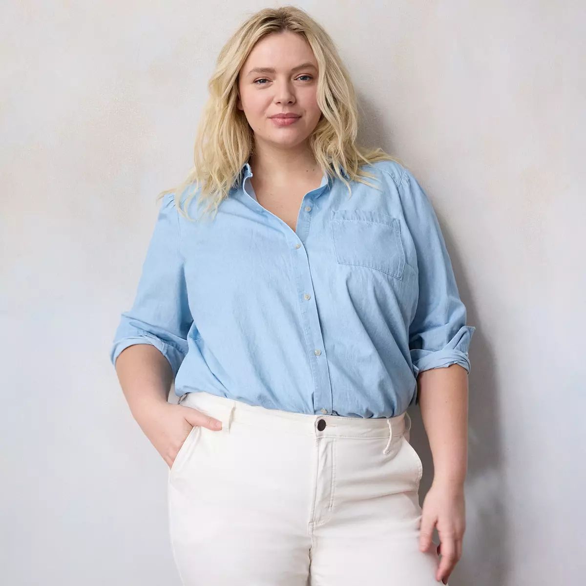 Plus Size LC Lauren Conrad Relaxed Button Down Collared Shirt | Kohl's