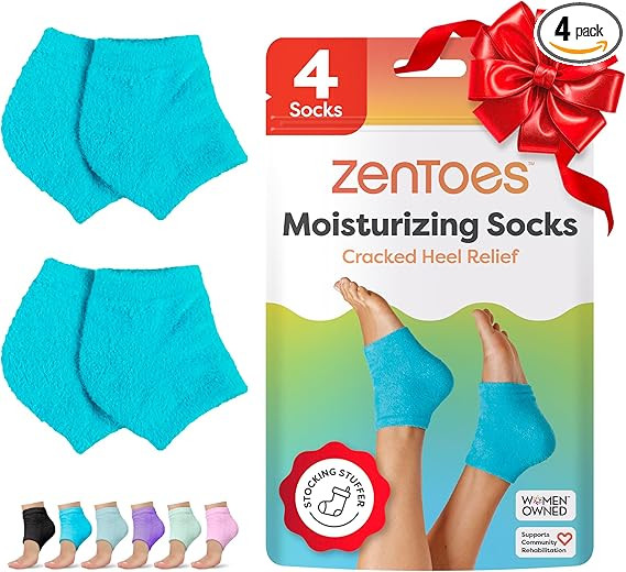 ZenToes Moisturizing Socks for Cracked Heel Treatment, Vitamin E, Olive Oil and Jojoba Oil Heel S... | Amazon (US)