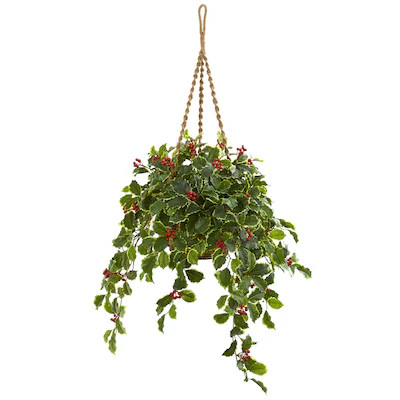 Nearly Natural 40-in Green Indoor Hanging Holly Artificial plant | Lowe's