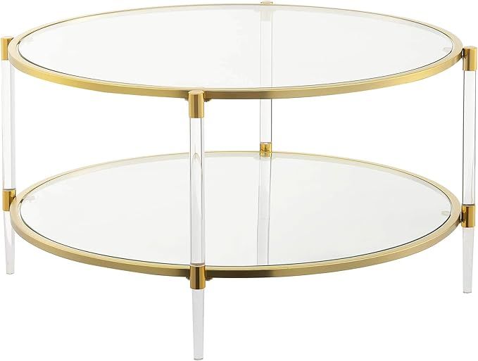 Convenience Concepts Royal Crest Acrylic Glass Coffee Table, Clear/Gold | Amazon (US)