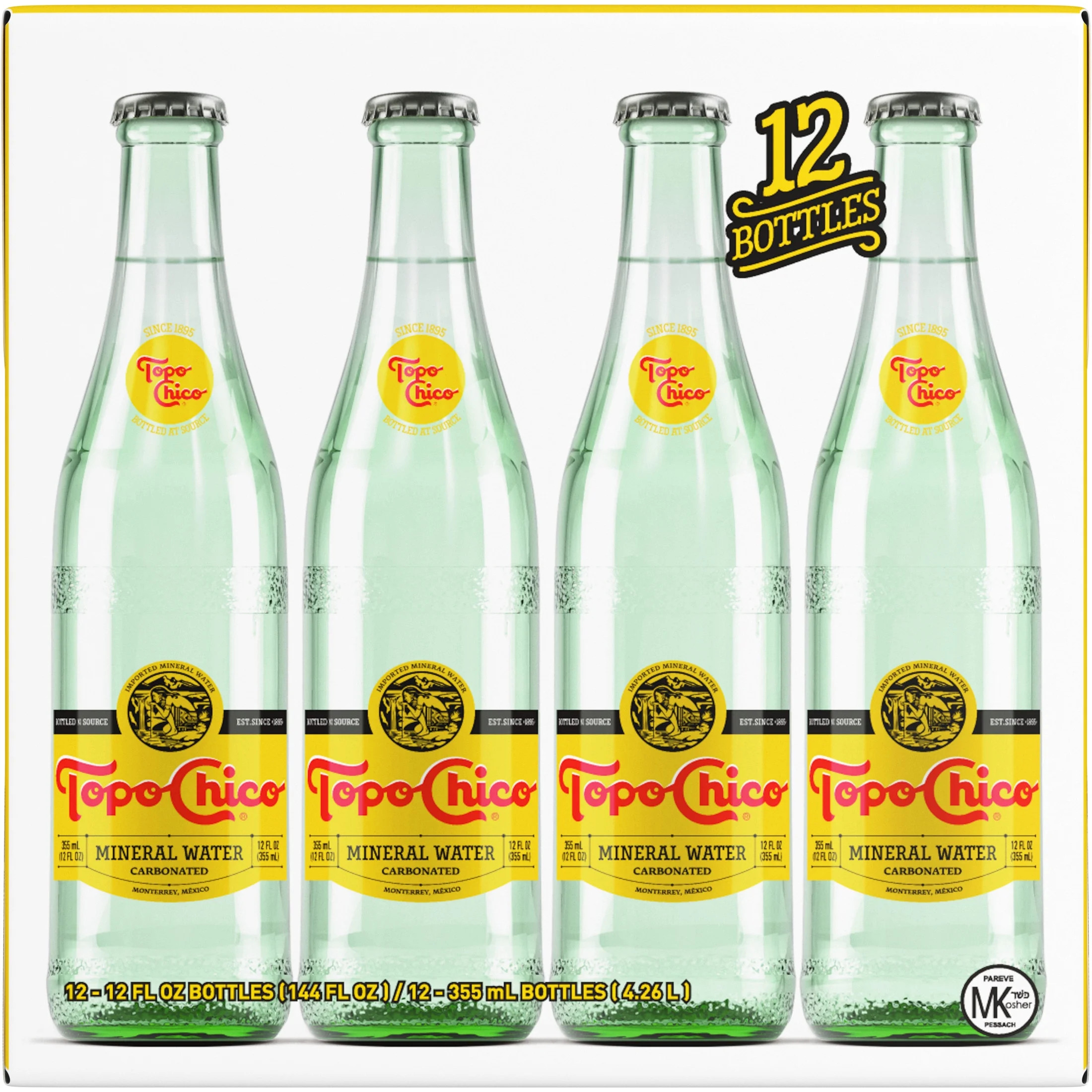 Topo Chico Sparkling Mineral Water Glass Bottles, 12 fl oz, 12 pack - Walmart.com | Walmart (US)