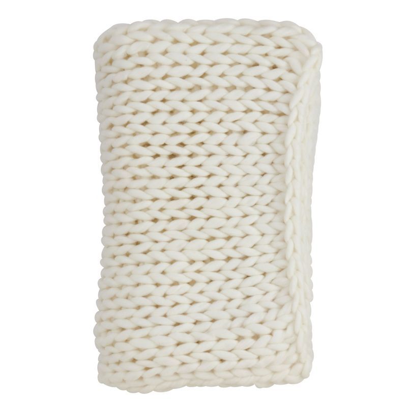 Saro Lifestyle Chunky Knit Throw, 50x60 inches, White | Target
