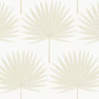 S and stone and Off-White Stamped Palm Vinyl Peel and Stick Wallpaper Roll (Covers 28 sq. ft. ) | The Home Depot