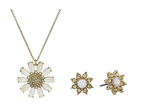 Betsey Johnson (GBG) Women's Pave Daisy Flower Pendant Necklace & Stud Earrings Set, Yellow, One ... | Amazon (US)