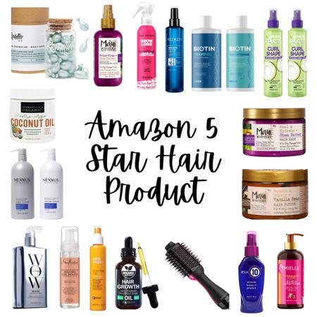 Amazon 5 Star Hair Products. Haircare. Hair. Hair products. Haircare products. Amazon products. Shampoo. Conditioner. Deep conditioner. Hair oil. Leave in conditioner. Hair mask. 

#LTKunder50 #LTKbeauty #LTKstyletip